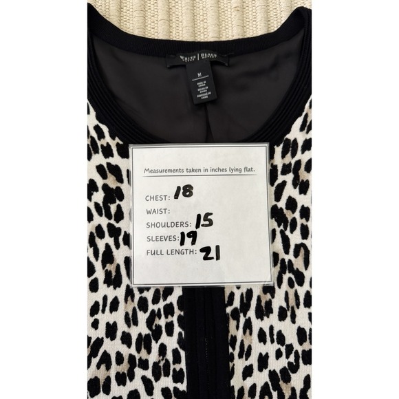 White House Black Market Leopard Soft Jacquard Knit Cardigan Sweater Size M‎ - Picture 3 of 6